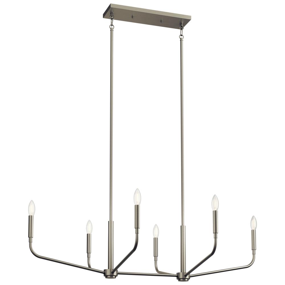 Madden 45 Inch 6 Light Linear Chandelier in Brushed Nickel