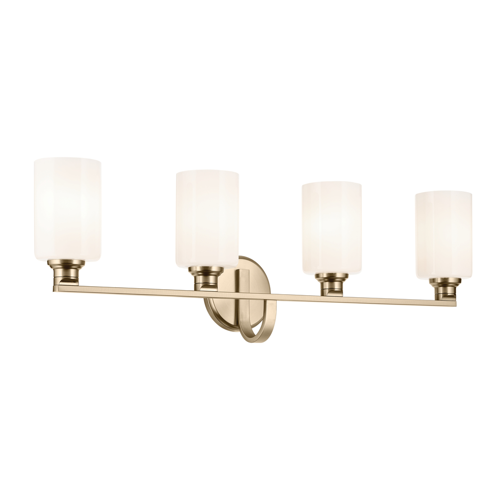 Gioe 32.25" 4-Light Vanity Light with Opal Glass in Champagne Bronze