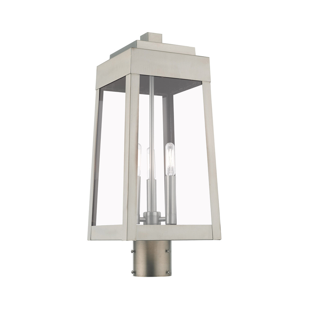 3 Lt Brushed Nickel Outdoor Post Top Lantern