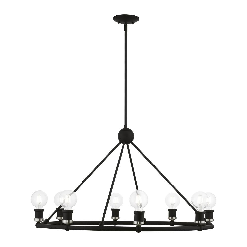 8 Light Black with Brushed Nickel Accents Chandelier