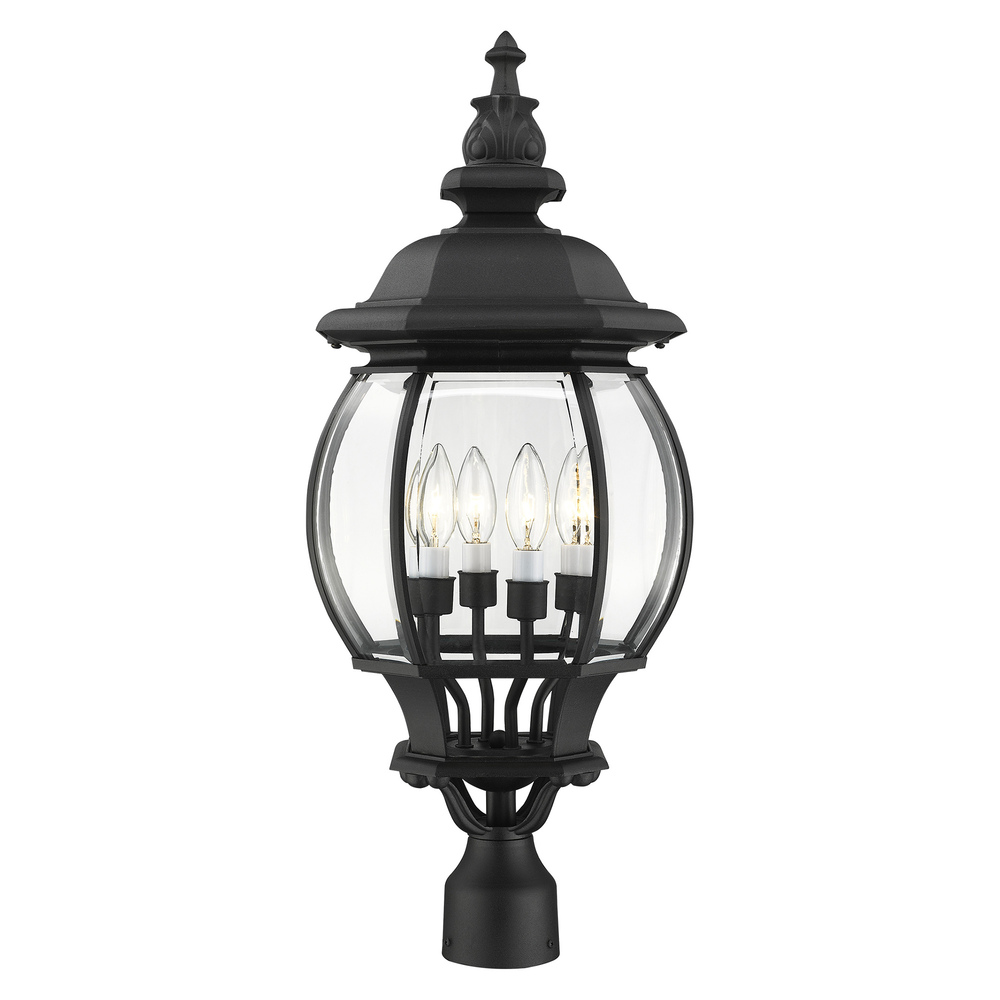 4 Lt Textured Black  Outdoor Post Top Lantern