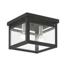 Livex Lighting 4031-04 - 2 Light Black with Brushed Nickel Finish Candles Square Flush Mount