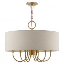 Livex Lighting 45427-48 - 7 Light Antique Gold Leaf with White Accents Pendant Chandelier