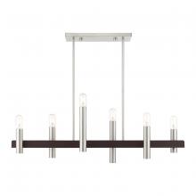 Livex Lighting 46866-91 - 6 Lt Brushed Nickel & Bronze Linear Chandelier