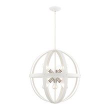 Livex Lighting 49646-13 - 6 Lt Textured White with Brushed Nickel Finish Cluster Pendant Chandelier