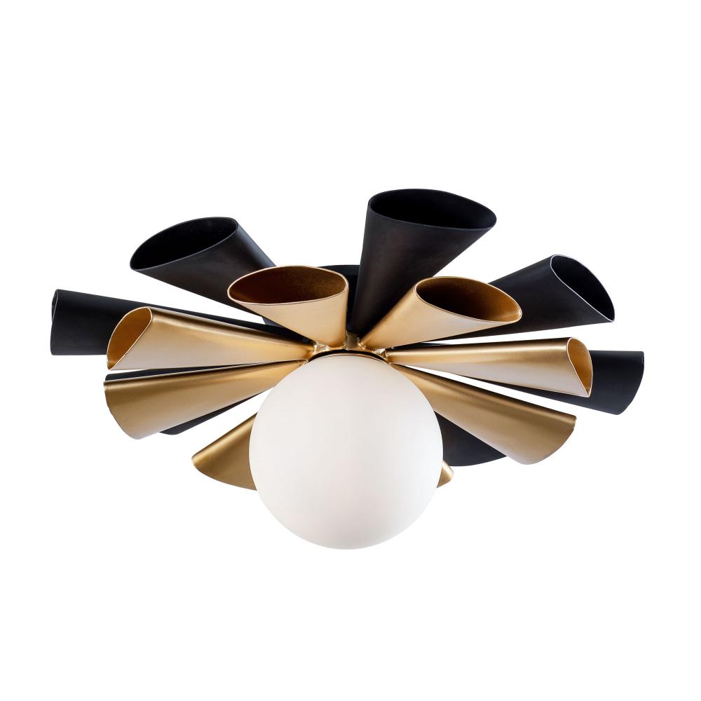 Daphne 1-Lt Convertible Flush Mount/Sconce - Matte Black/French Gold