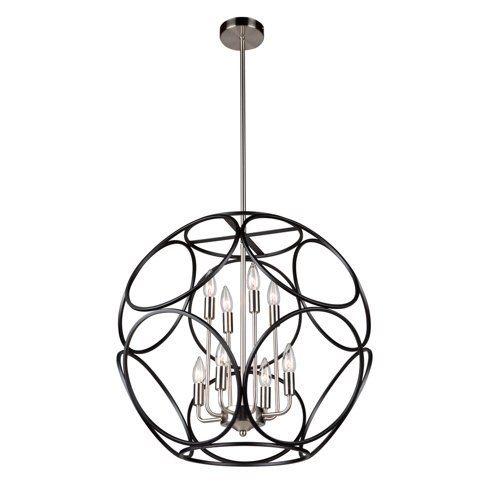 Sorrento 2 Tier 8 Light Chandelier (Matte Black & Satin Nickel)
