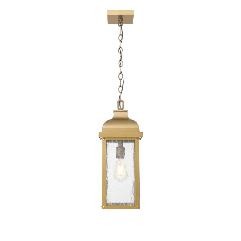 Madrid 1 Light Outdoor Pendant, Weathered Brass