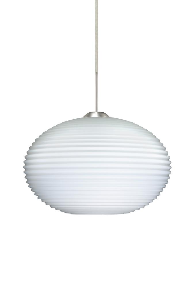 Besa Pendant Pape 10 Satin Nickel Opal Ribbed 1x75W Medium Base