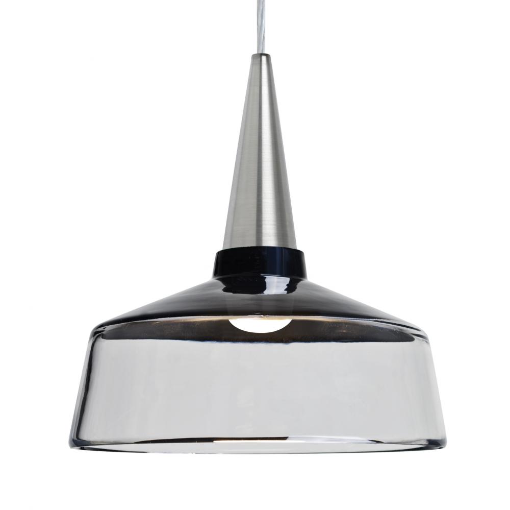 Besa, Baron 10 Cord Pendant, Black/Clear, Satin Nickel Finish, 1x9W LED, 15Ft. Option
