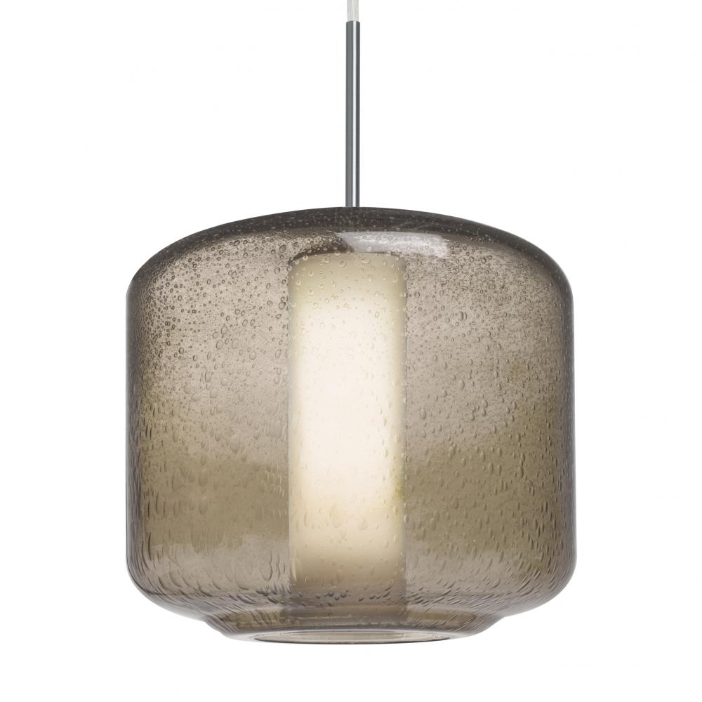 Besa Niles 10 Pendant, Smoke Bubble/Opal, Satin Nickel Finish, 1x5W LED