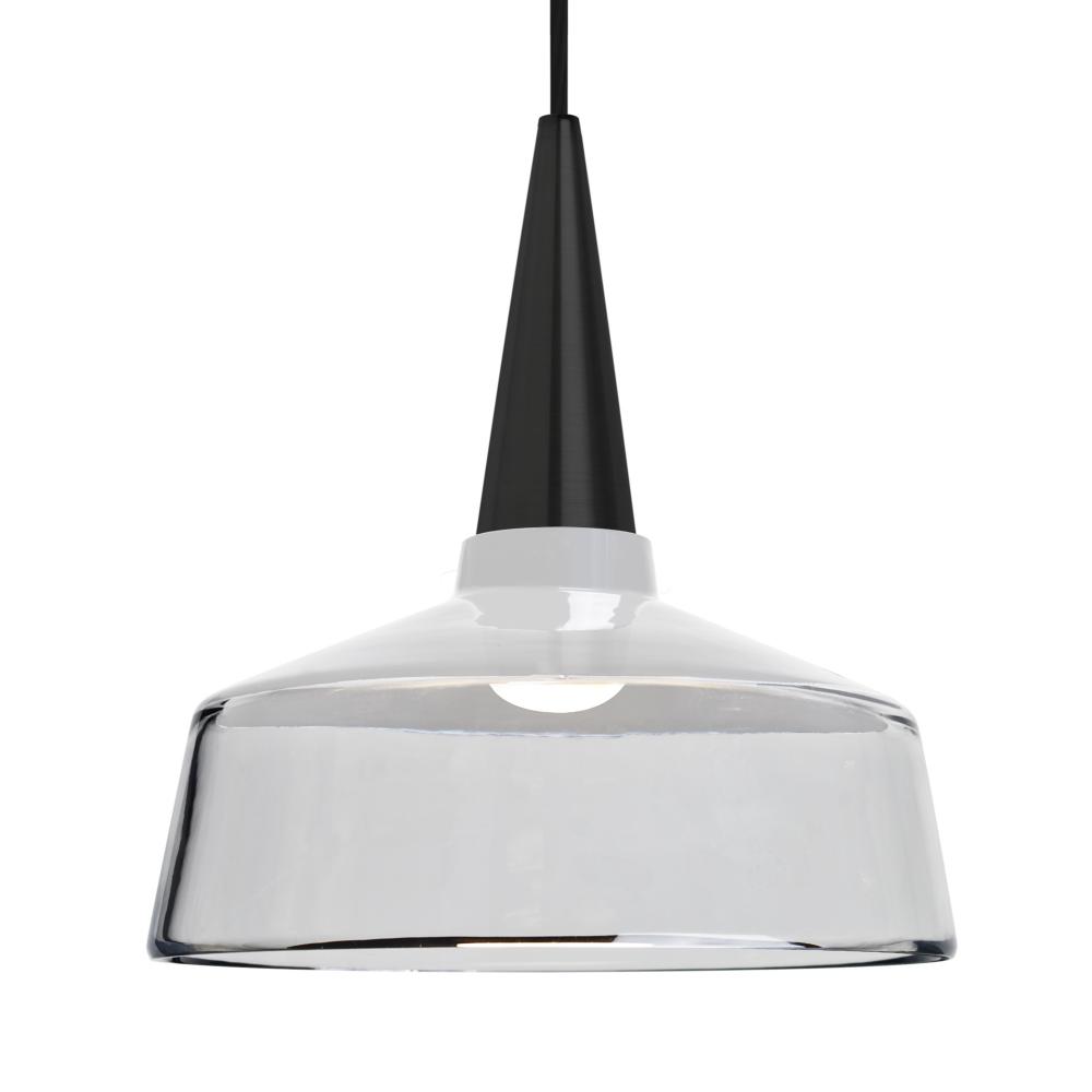 Besa, Baron 10 Cord Pendant, White/Clear, Black Finish, 1x9W LED, 15Ft. Option