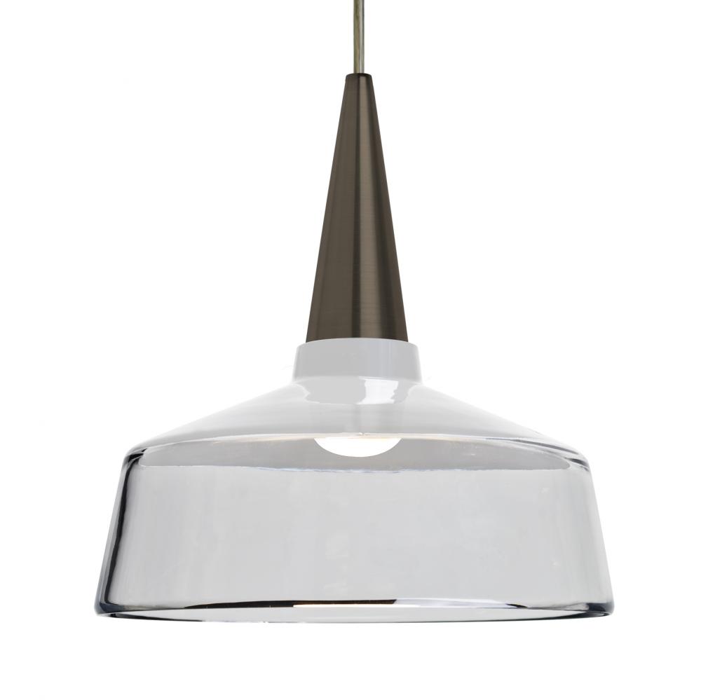 Besa, Baron 10 Cord Pendant, White/Clear, Bronze Finish, 1x9W LED, 15Ft. Option