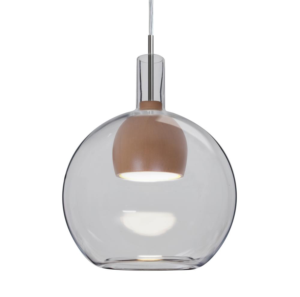 Besa, Benji Cord Pendant, Smoke/Medium, Satin Nickel Finish, 1x9W LED, 15Ft. Cord