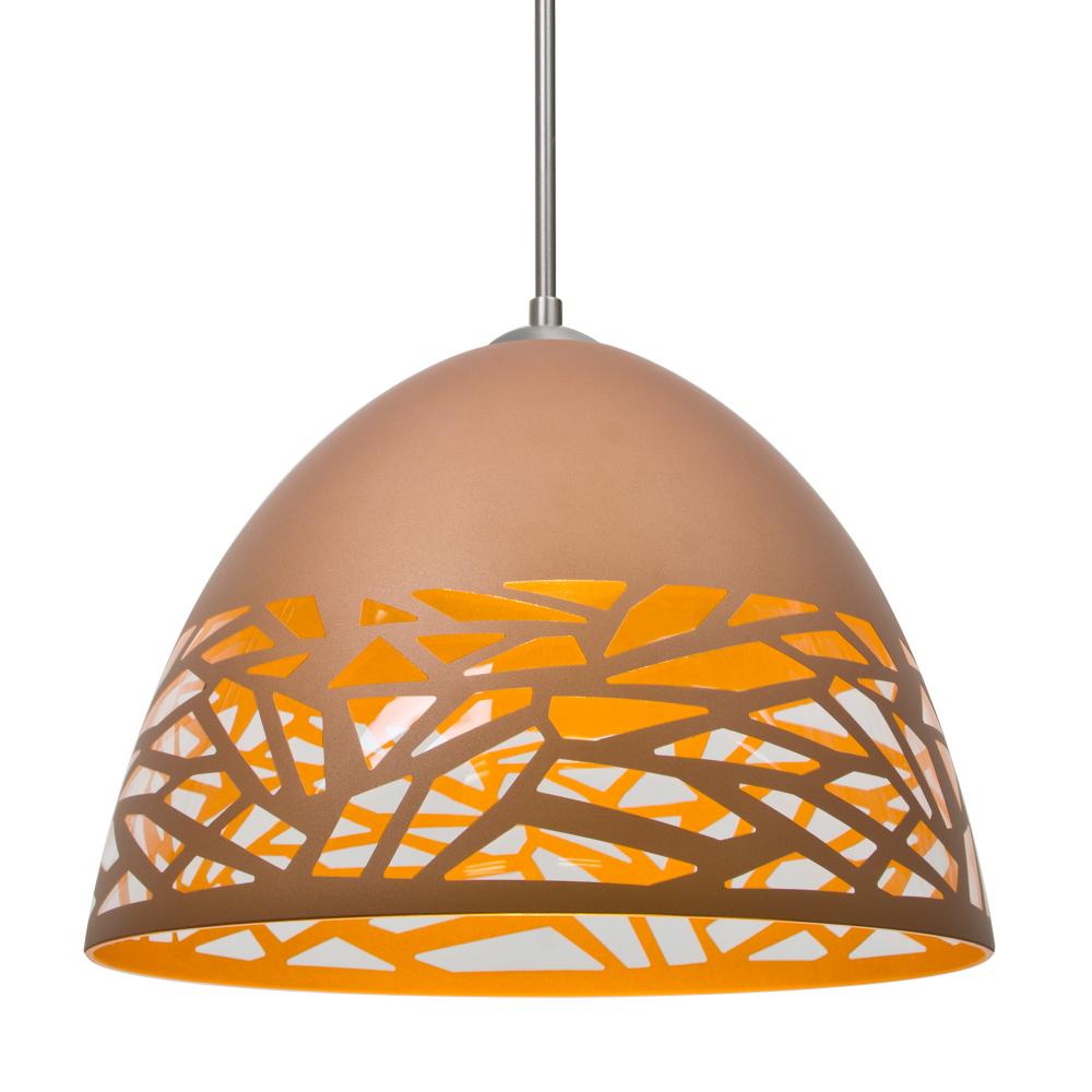 Besa Kiev Pendant, Copper, Satin Nickel Finish, 1x9W LED, 15Ft. Cord