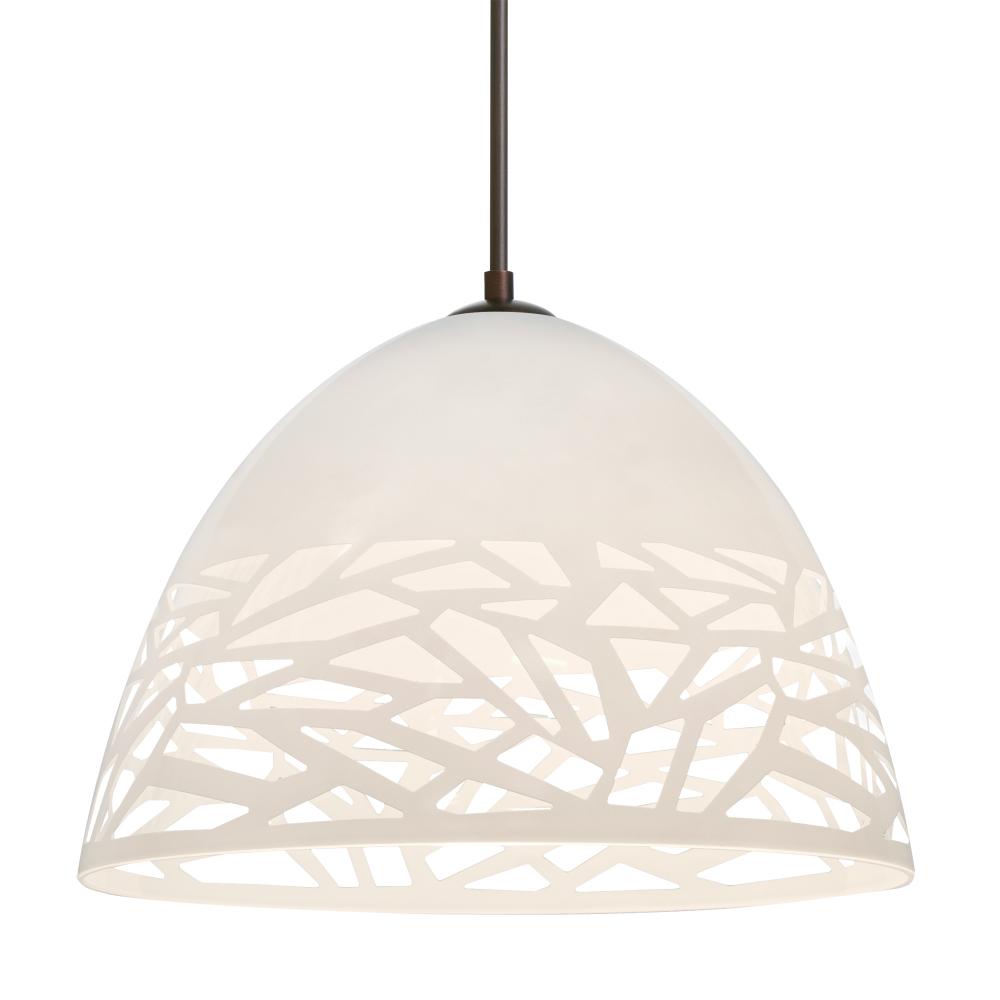 Besa Kiev Pendant, White, Bronze Finish, 1x9W LED, 15Ft. Cord