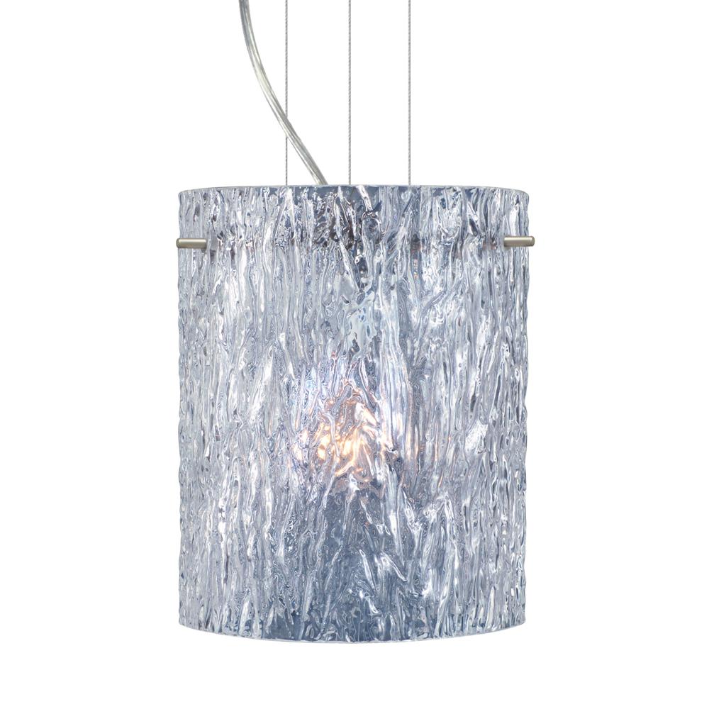 Besa Pendant Tamburo 8 Satin Nickel Clear Stone 1x100W Medium Base, 15Ft. Option