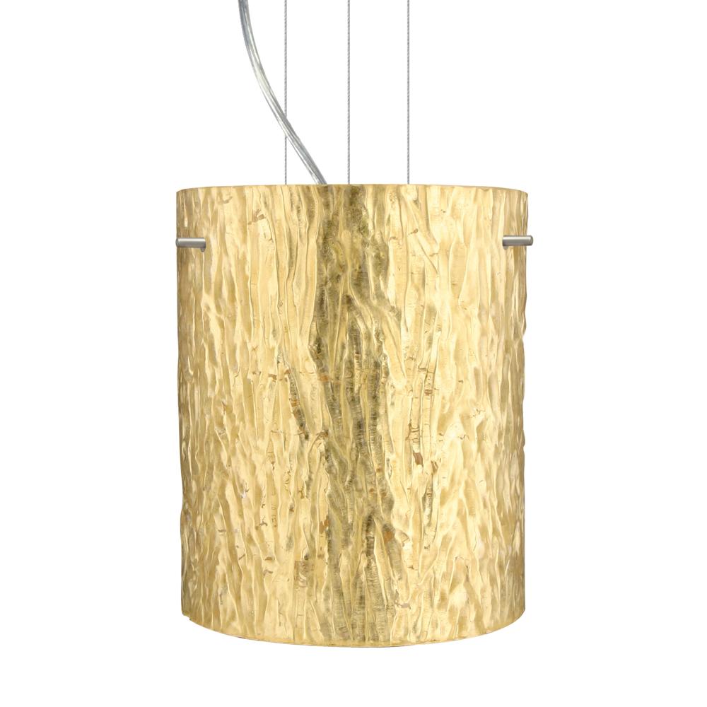 Besa Pendant Tamburo 8 Satin Nickel Stone Gold Foil 1x100W Medium Base, 15Ft. Option