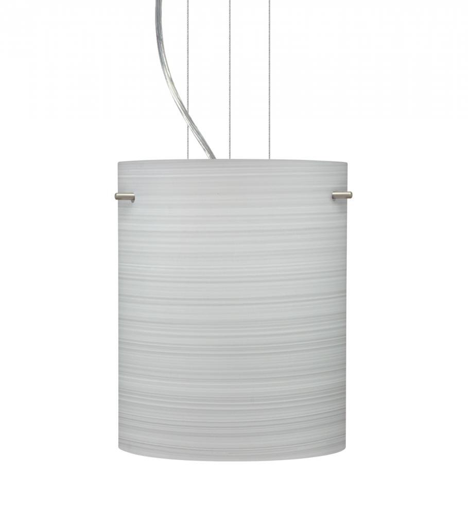 Besa Pendant Tamburo 8 Satin Nickel Chalk 1x100W Medium Base, 15Ft. Option