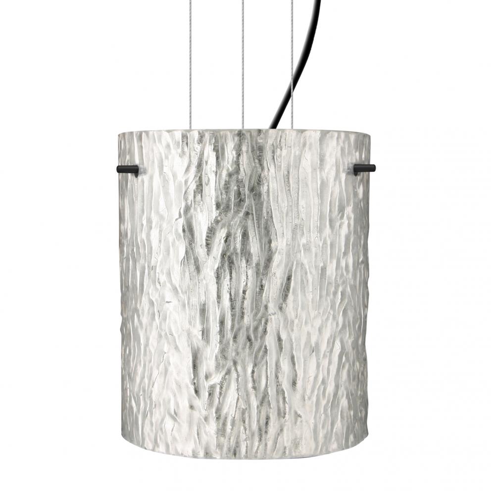 Besa Pendant Tamburo 8 Black Stone Silver Foil 1x100W Medium Base