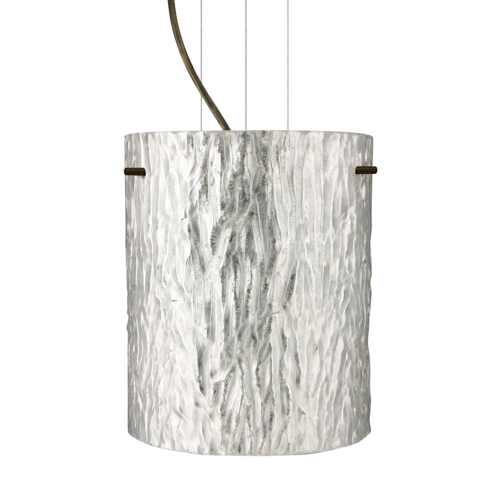 Besa Pendant Tamburo 8 Bronze Stone Silver Foil 1x100W Medium Base, 15Ft. Option