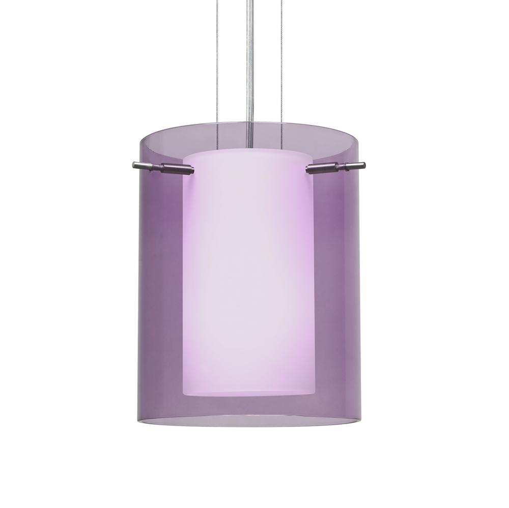 Besa Pendant Pahu 8 Satin Nickel Transparent Amethyst 1x100W Medium Base, 15Ft. Optio