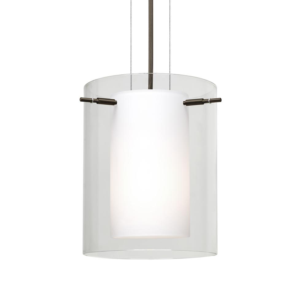 Besa Pendant Pahu 8 Bronze Clear/Opal 1x100W Medium Base, 15Ft. Option