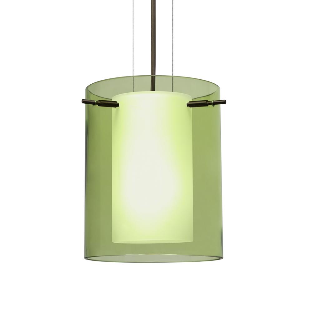 Besa Pendant Pahu 8 Bronze Transparent Olive/Opal 1x100W Medium Base, 15Ft. Option