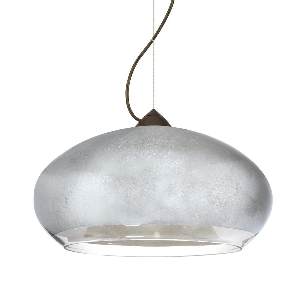 Besa Brio 14 Cable Pendant Bronze Silver Foil 1x75W Medium Base, 15Ft. Cord