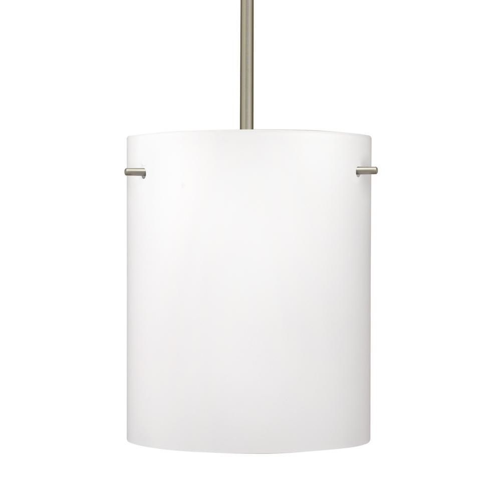 Besa Stem Pendant Tamburo 8 Satin Nickel Opal Matte 1x100W Medium Base, 15Ft. Cord