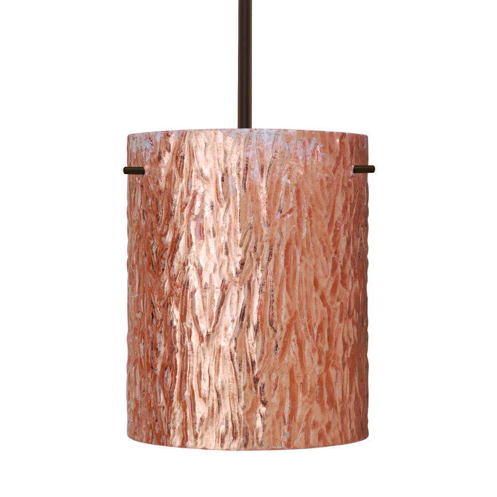 Besa Stem Pendant Tamburo 8 Bronze Stone Copper Foil 1x100W Medium Base, 15Ft. Cord