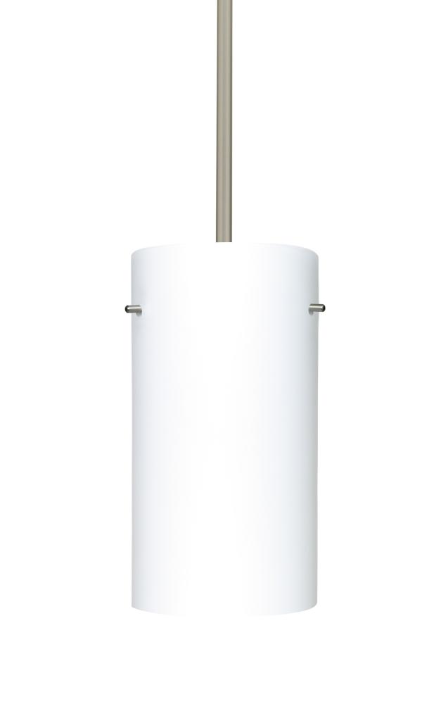 Besa Stem Pendant Stilo 12 Satin Nickel Opal Matte 1x11W LED, 15Ft. Cord
