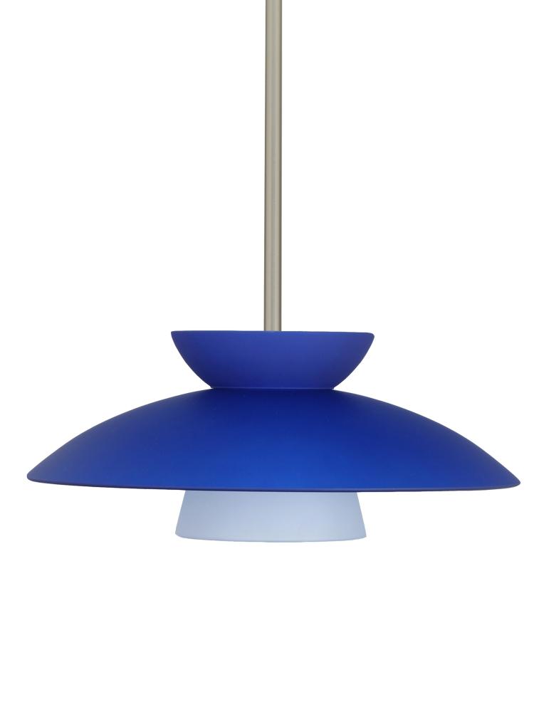Besa Trilo 15 Pendant Blue Matte Satin Nickel 1x9W LED, 15Ft. Cord