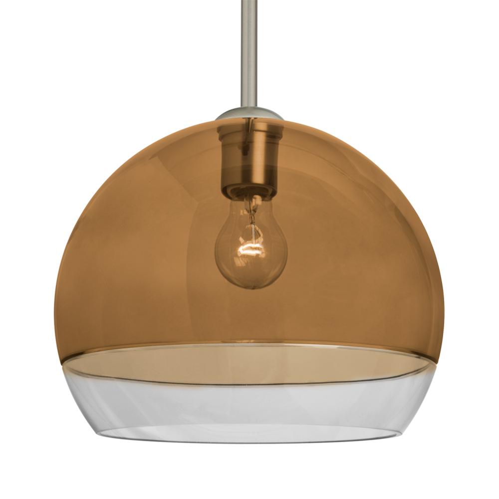 Besa, Ally 12 Stem Pendant, Amber/Clear, Satin Nickel Finish, 1x60W Medium Base, 15Ft. Stem