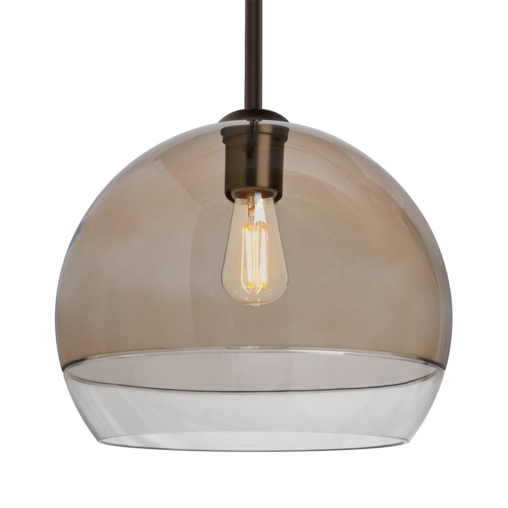 Besa, Ally 12 Stem Pendant, Smoke/Clear, Bronze Finish, 1x5W LED Filament, 15Ft. Stem