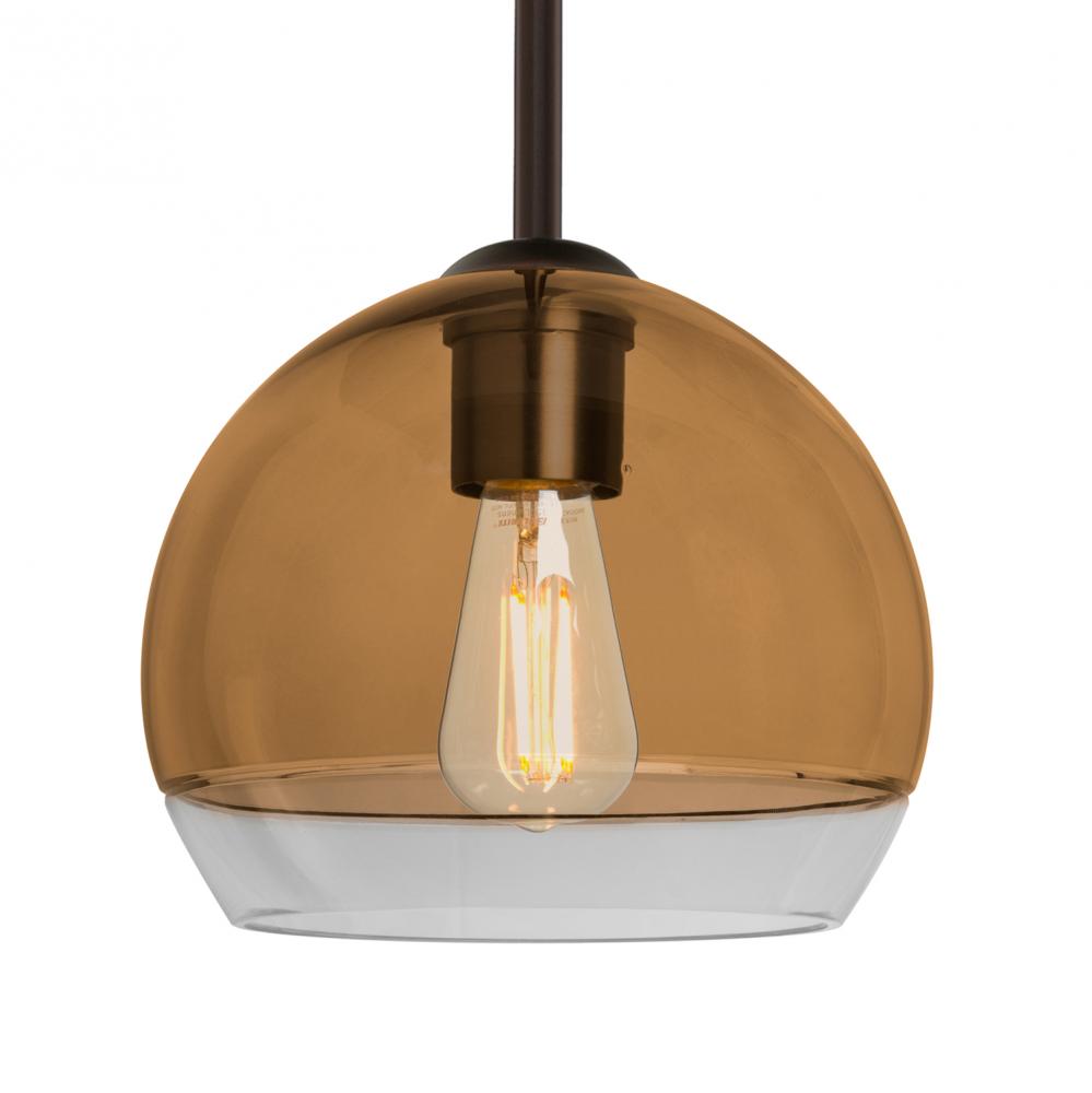 Besa, Ally 8 Stem Pendant, Amber/Clear, Bronze Finish, 1x5W LED Filament, 15Ft. Stem
