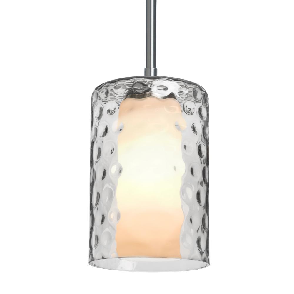 Besa, Esa Stem Pendant, Clear, Satin Nickel Finish, 1x5W LED, 15Ft. Stem