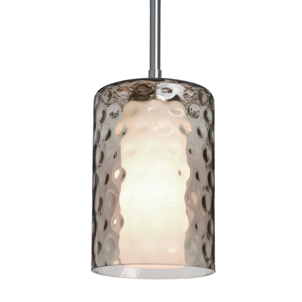Besa, Esa Stem Pendant, Smoke, Satin Nickel Finish, 1x5W LED, 15Ft. Stem