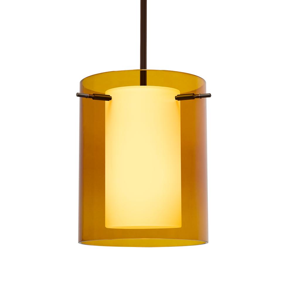 Besa Stem Pendant Pahu 8 Bronze Transparent Armagnac/Opal 1x100W Medium Base, 15Ft. C