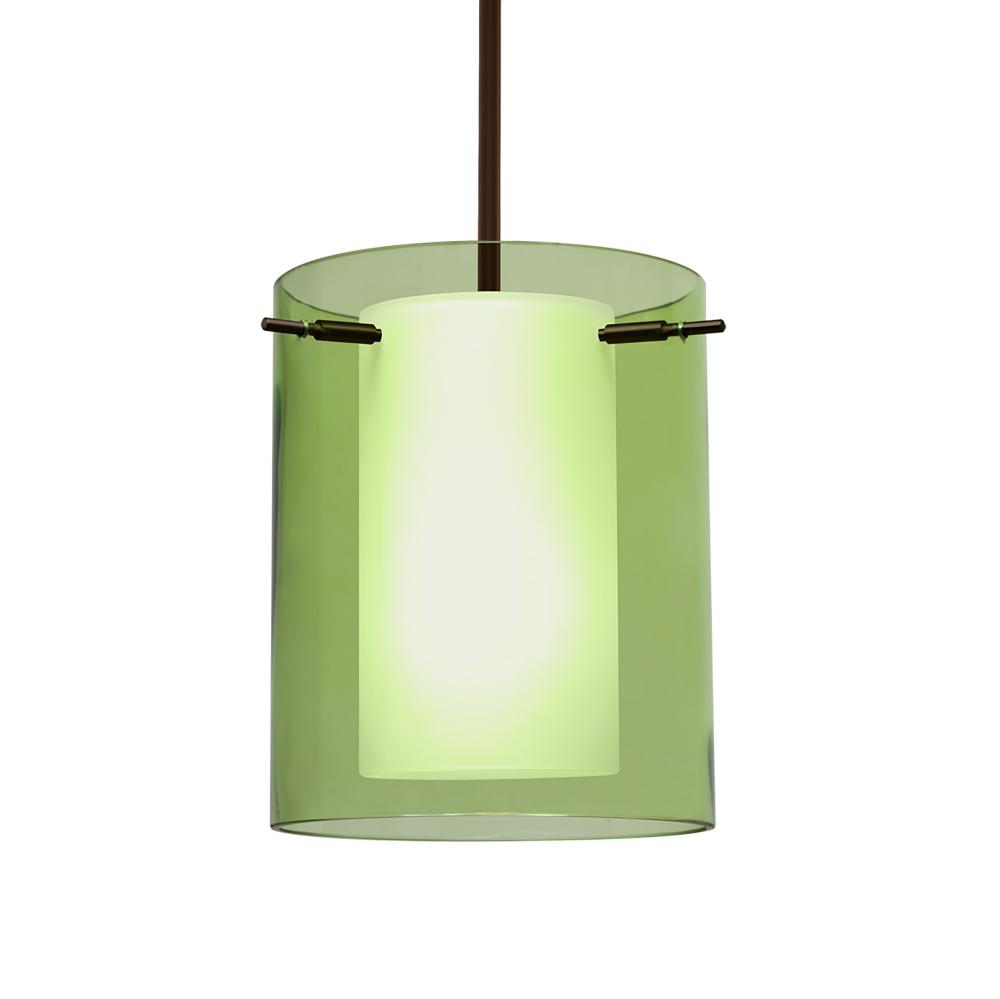 Besa Stem Pendant Pahu 8 Bronze Transparent Olive/Opal 1x100W Medium Base, 15Ft. Cord