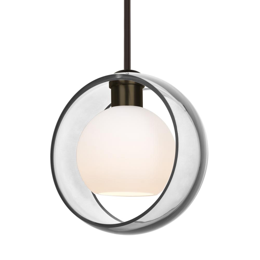 Besa Mana Pendant, Clear/Opal, Bronze Finish, 1x60W Medium Base, 15Ft. Cord