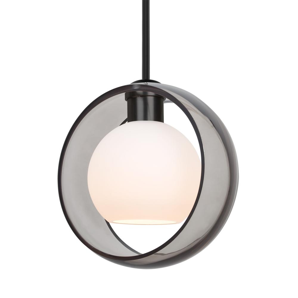 Besa Mana Pendant, Smoke/Opal, Black Finish, 1x9W LED