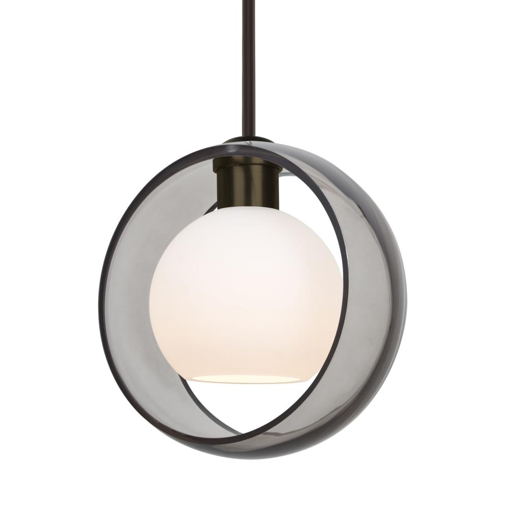 Besa Mana Pendant, Smoke/Opal, Bronze Finish, 1x9W LED, 15Ft. Cord