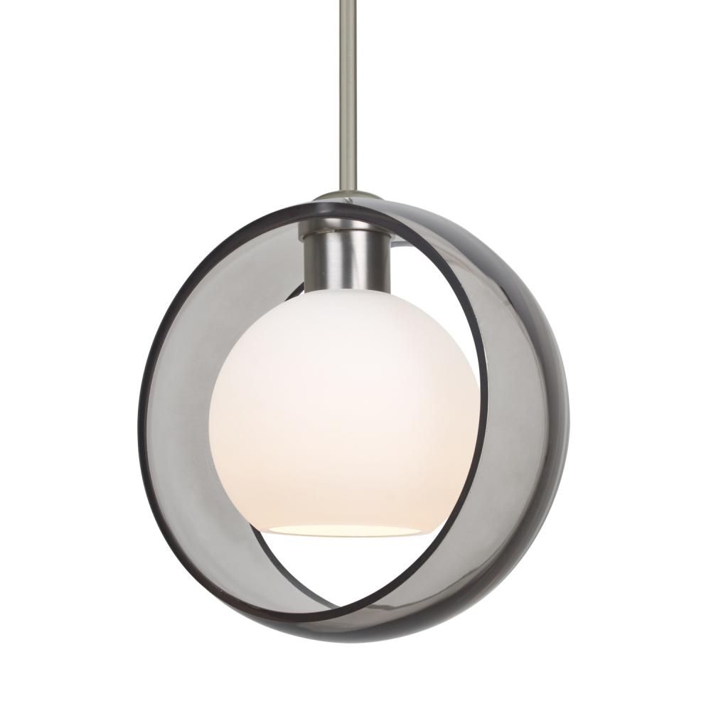 Besa Mana Pendant, Smoke/Opal, Satin Nickel Finish, 1x60W Medium Base, 15Ft. Cord