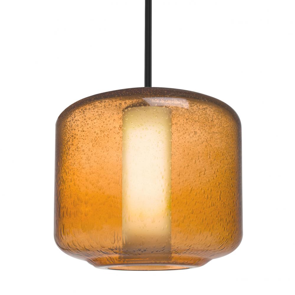 Besa Niles 10 Pendant, Amber Bubble/Opal, Black Finish, 1x60W Medium Base T10