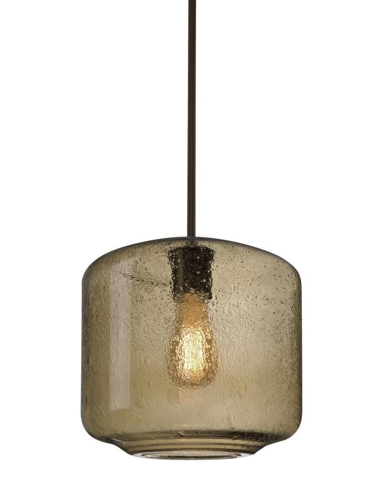 Besa Niles 10 Pendant, Smoke Bubble, Bronze Finish, 1x4W LED Filament, 15Ft. Cord