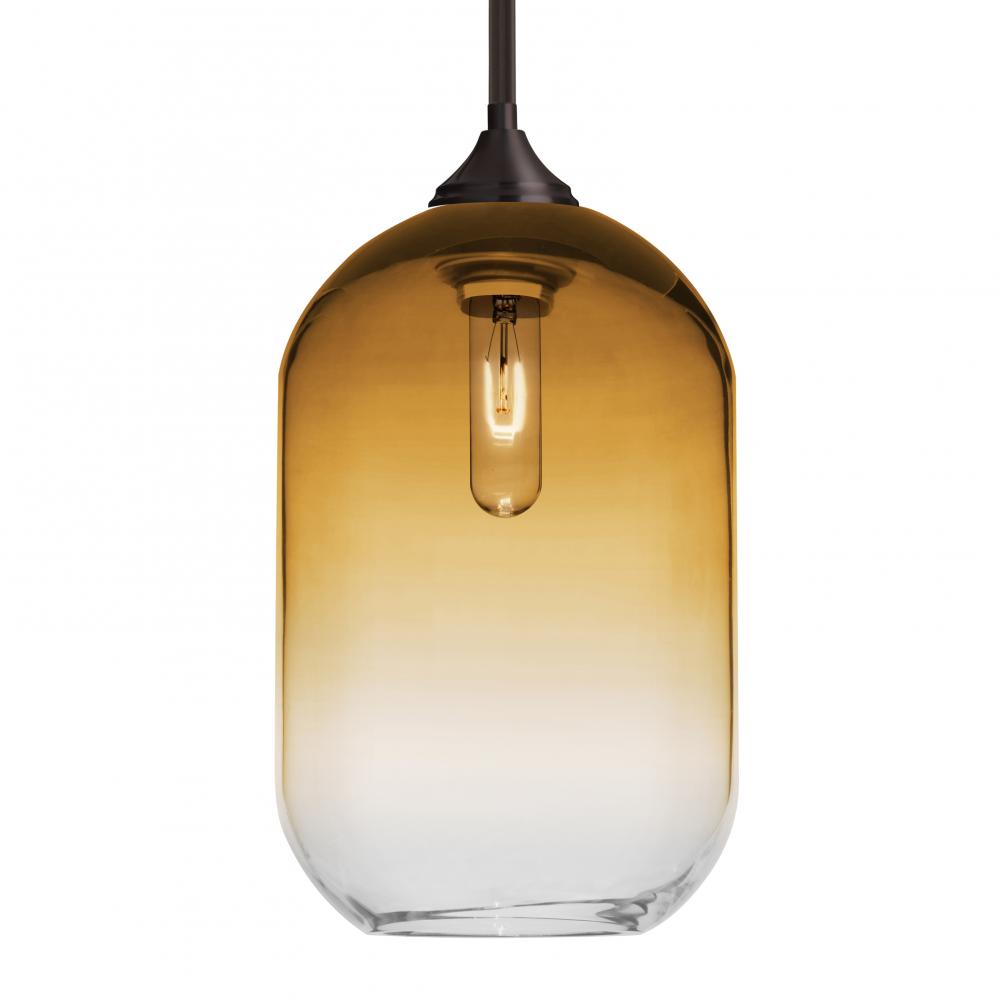 Besa, Omega 12 Stem Pendant, Amber/Clear, Bronze Finish, 1x60W Medium Base, 15Ft. Cord