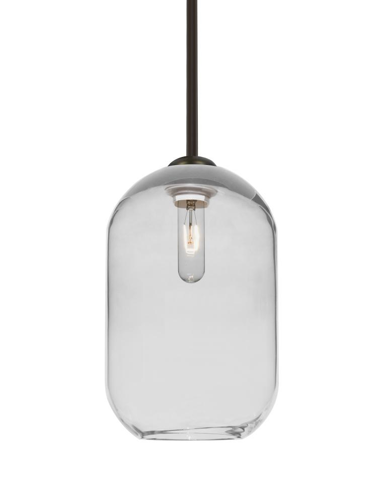 Besa, Omega 12 Stem Pendant, Clear, Bronze Finish, 1x60W Medium Base
