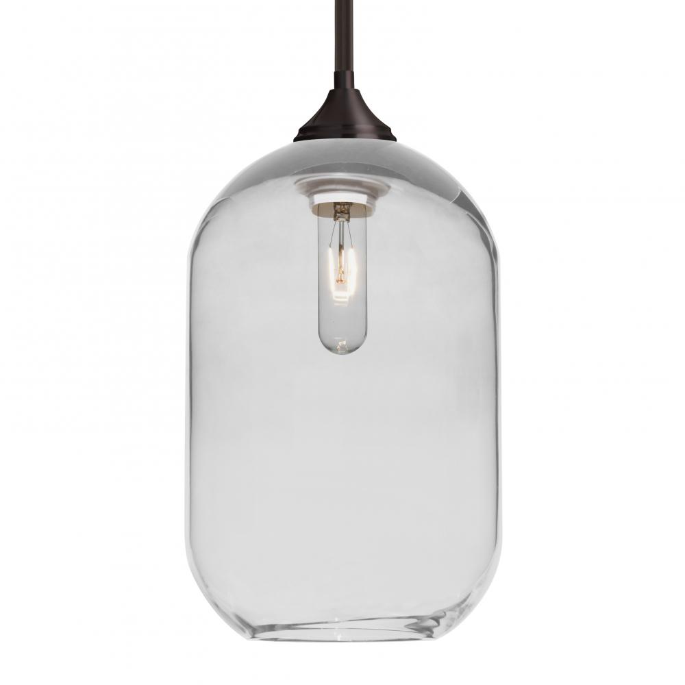 Besa, Omega 12 Stem Pendant, Clear, Bronze Finish, 1x60W Medium Base, 15Ft. Cord