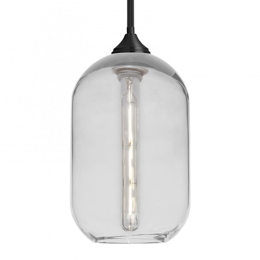 Besa, Omega 12 Stem Pendant, Clear, Black Finish, 1x5W LED Filament
